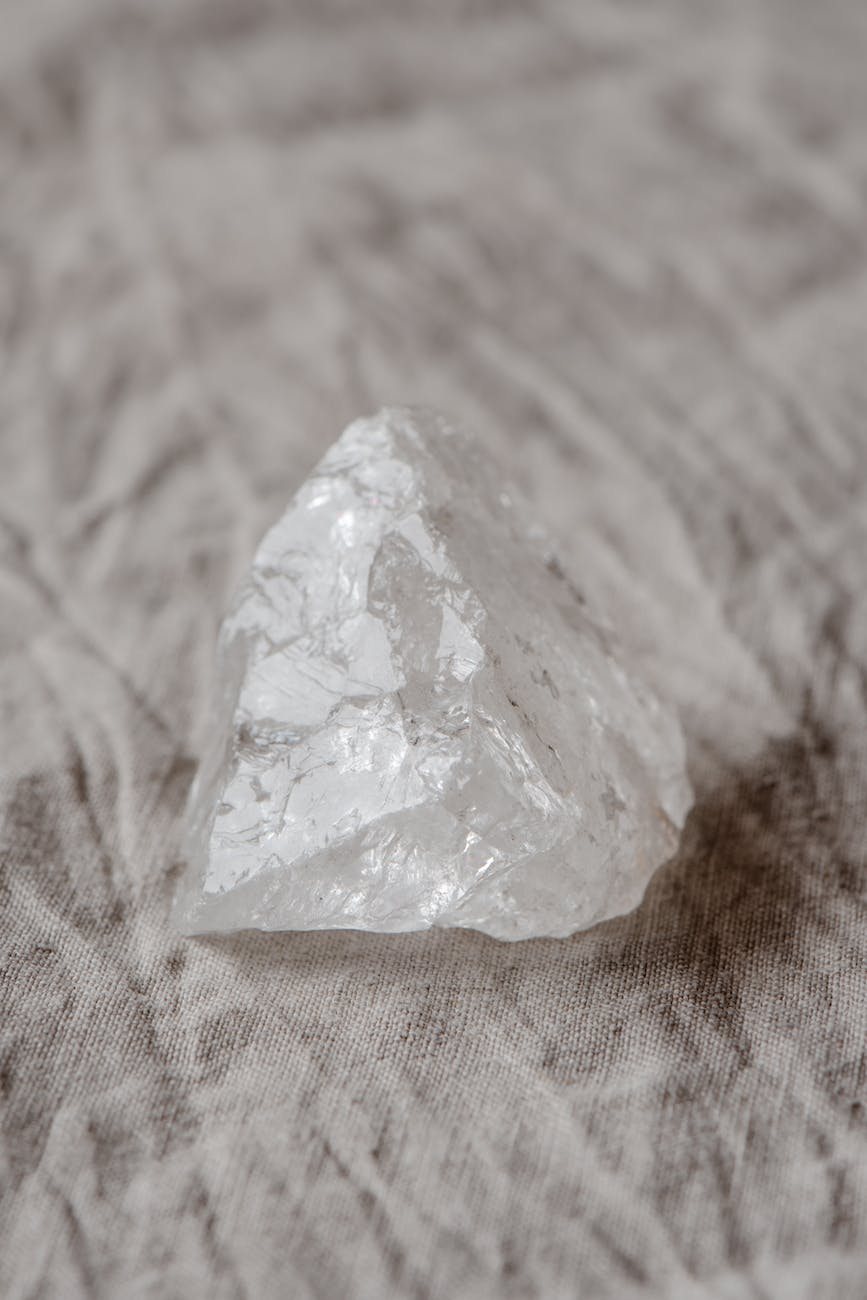 a white crystal with rough texture